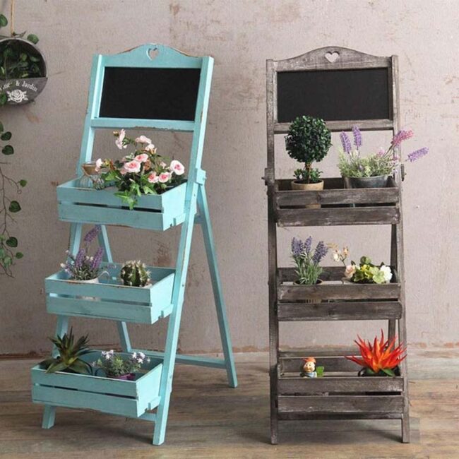 Weathered Wood Ladder Charm Display