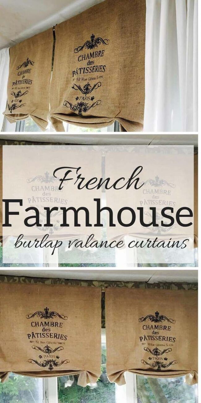 Vintage French Burlap Window Whispers