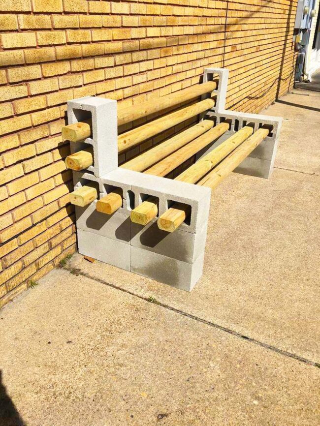 Concrete Block Bench Urban Garden Seat