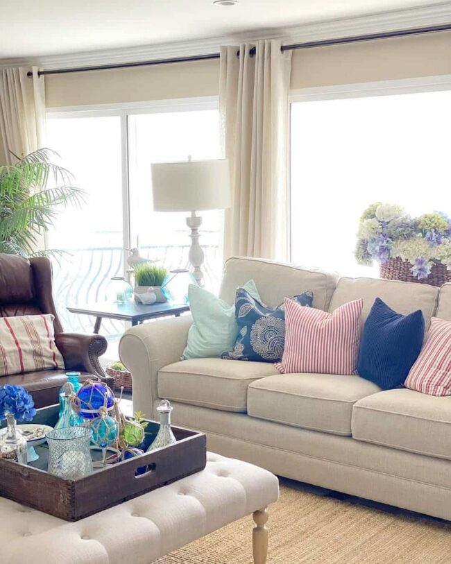 Ocean Glass Accent in Wooden Cradle