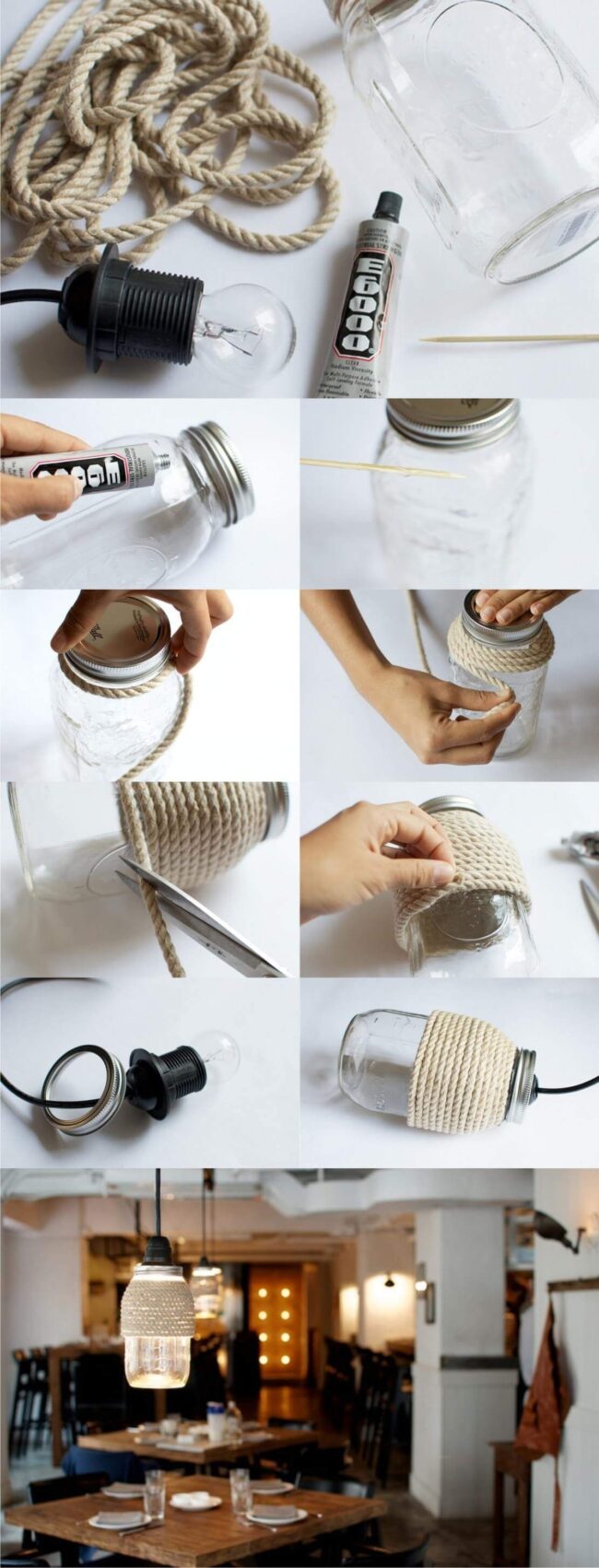 Rustic Rope Mason Jar Lights