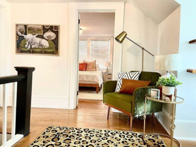 Sunlit Green Velvet Landing Sanctuary