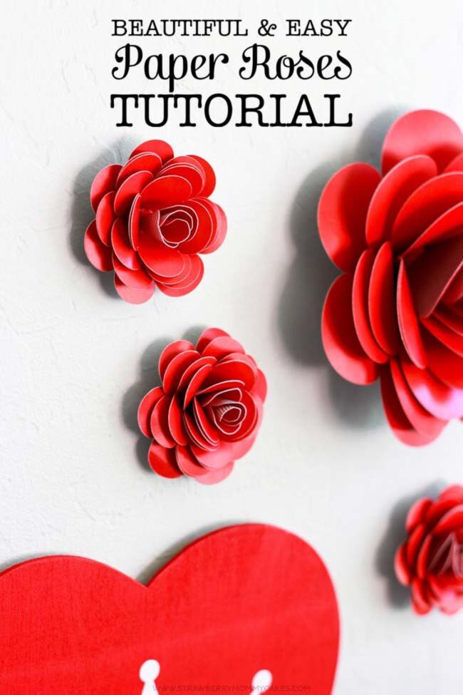 Crimson Paper Roses Valentine Display