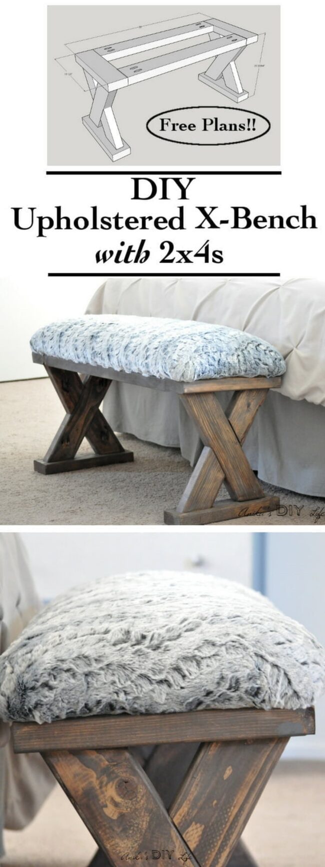 Plush Pewter X-Bench Accent