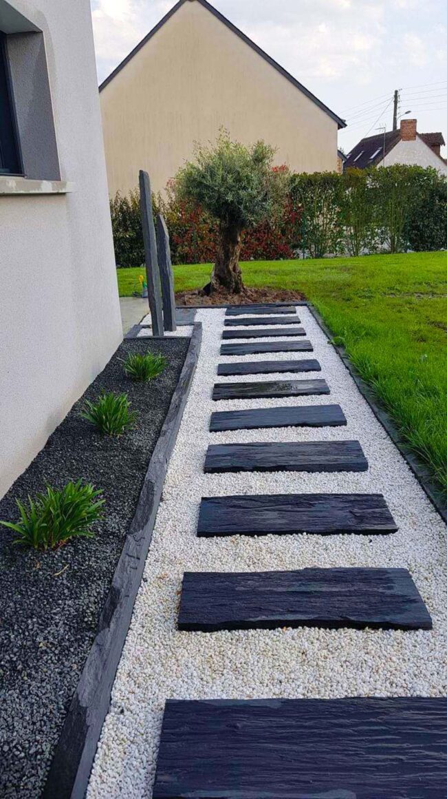 Midnight Slate Garden Pathway Design