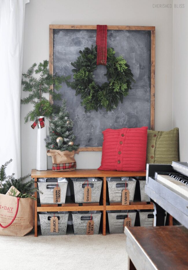 Crimson Ribbon Christmas Chalkboard