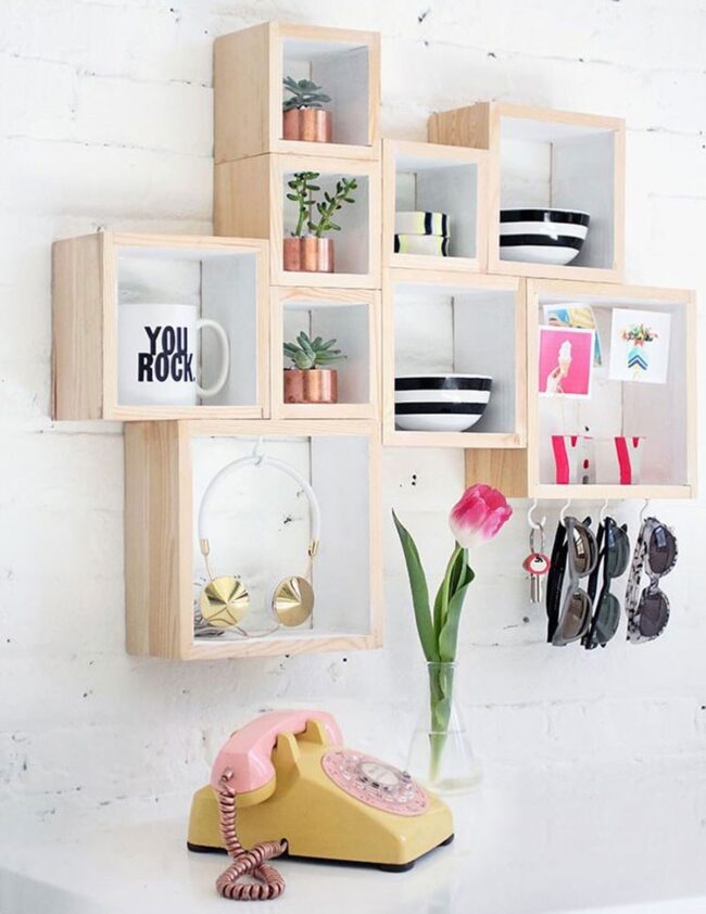 Floating Teal Shelves Teenage Showcase