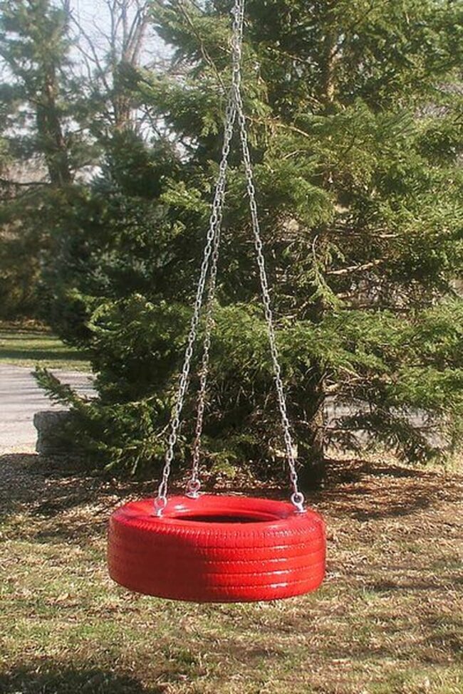 Nostalgic Black Tire Swing Fun
