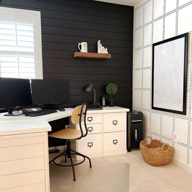 Midnight Shiplap Modern Workspace