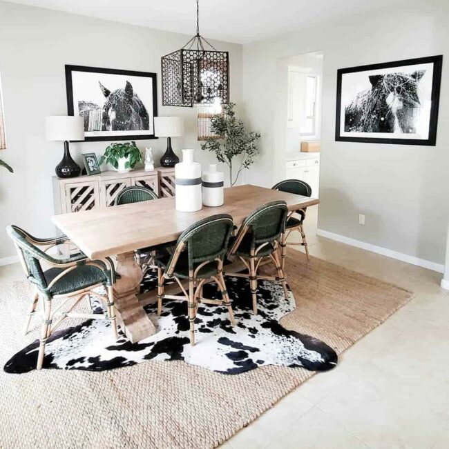 Brass Chandelier Meets Colorful Vintage Rug