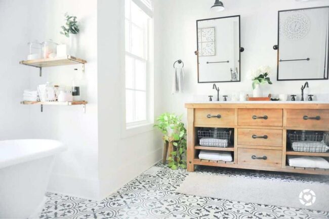 Black Web Tiles White Bathroom Sanctuary