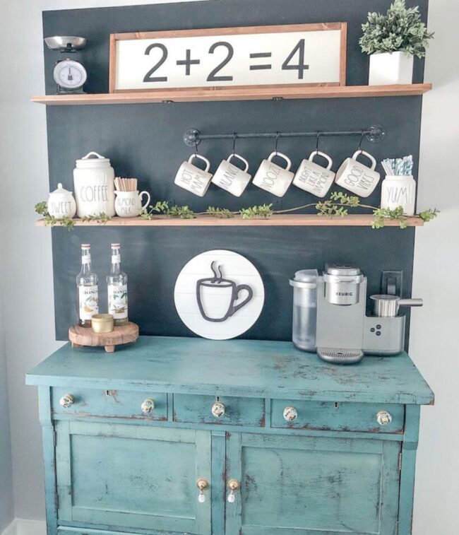 Blue Vintage Wood Coffee Corner