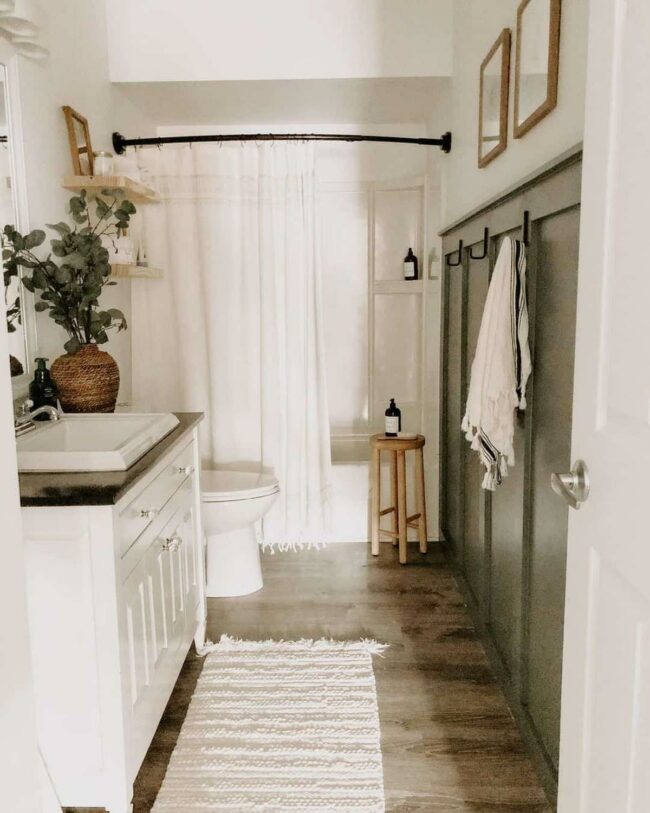 Soft White Farmhouse Bathroom Sanctuary