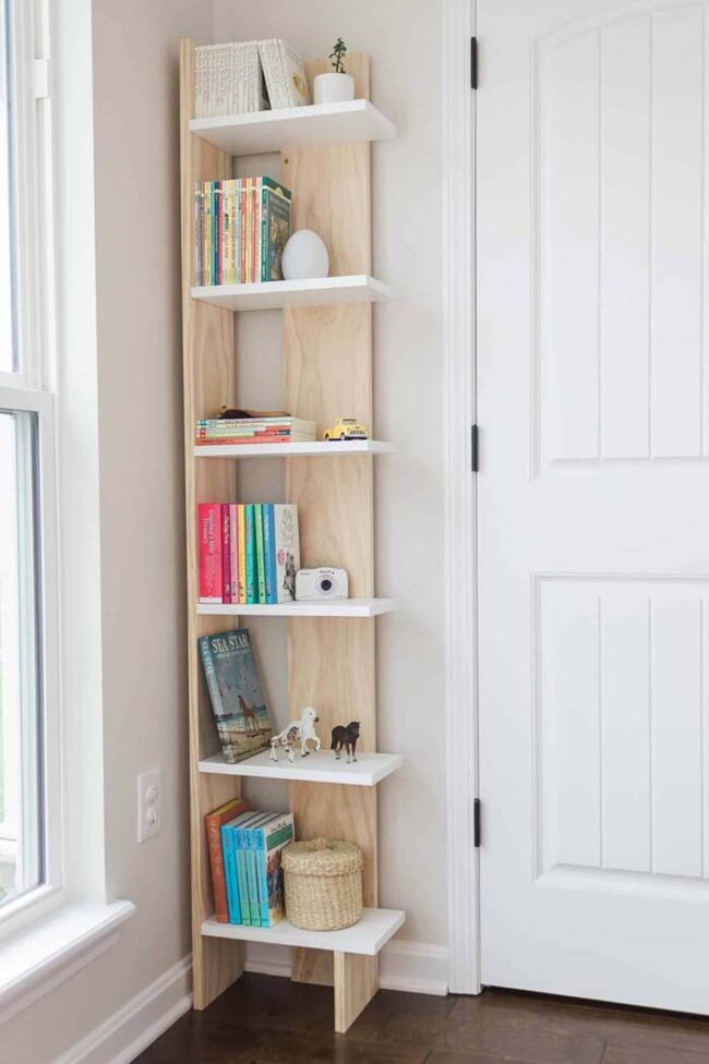 Wooden Corner Shelf Saves Small Spaces