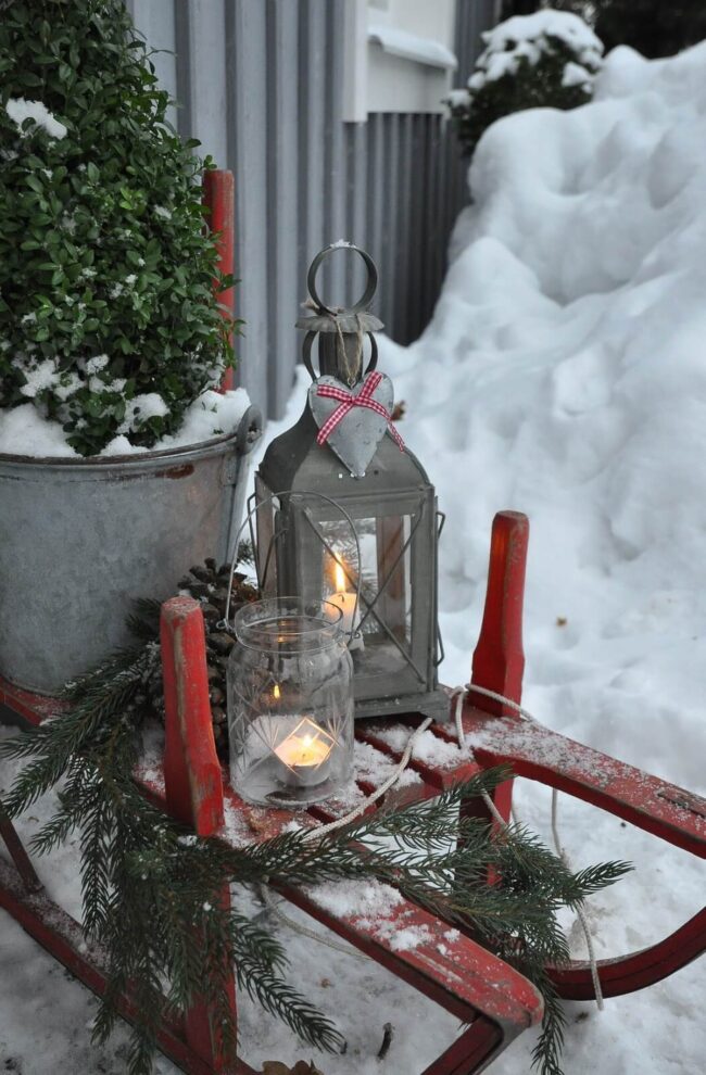 Winter Lantern's Rustic Gray Heart
