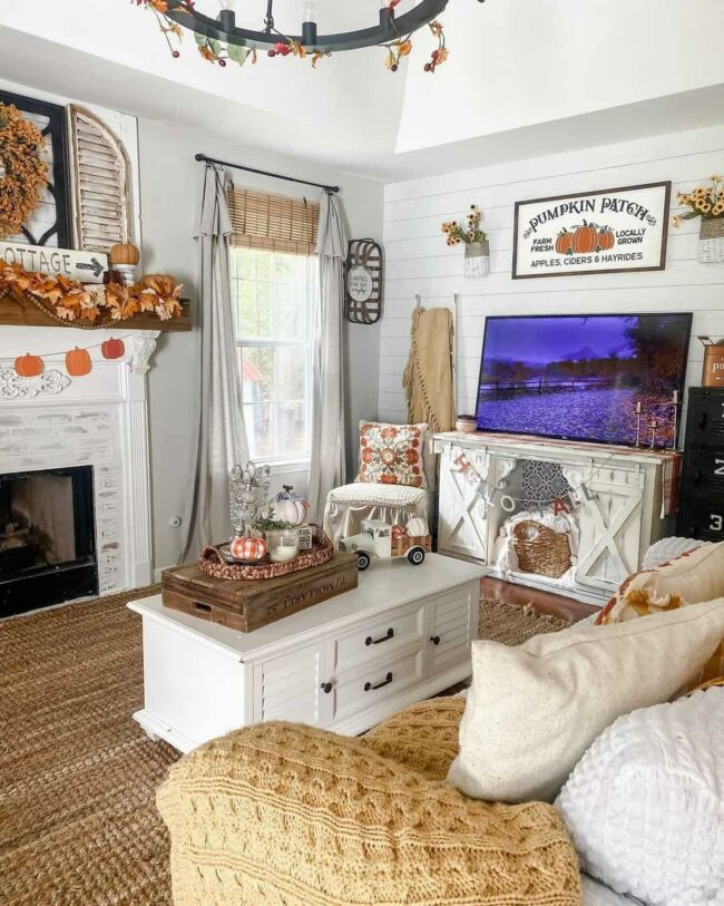 Autumn Brick White Fireplace Sanctuary