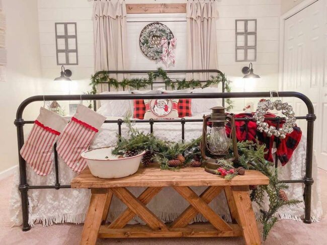 Crimson Comfort Metal Bed Christmas