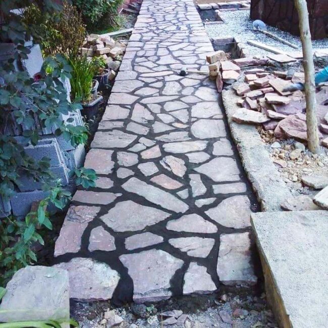 Stone Pathway Weaving Natural Garden Symphony