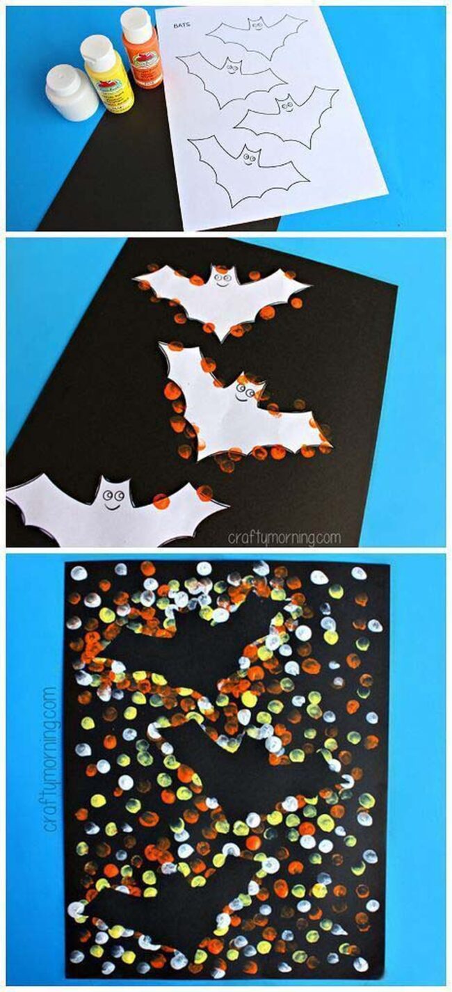 Inky Bat Shadows Fingerprint Halloween Art