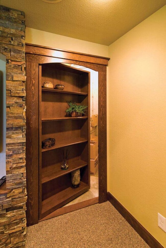 Hidden Passages Through Wooden Bookshelf Gateway