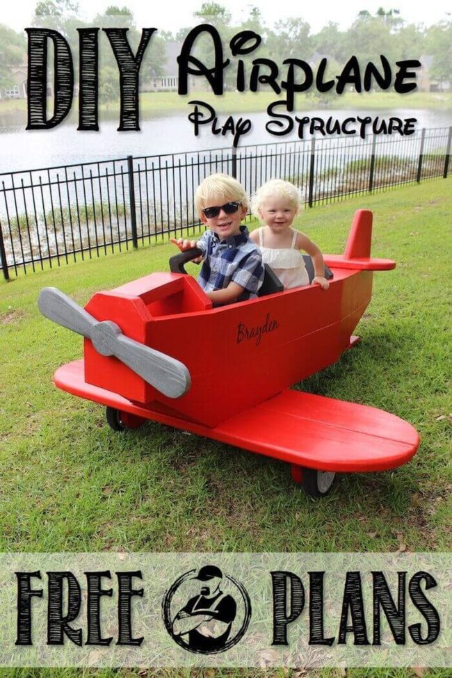 Red Wooden Pilot's Playground Aircraft