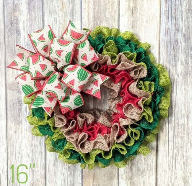 Rustic Watermelon Burlap Wreath