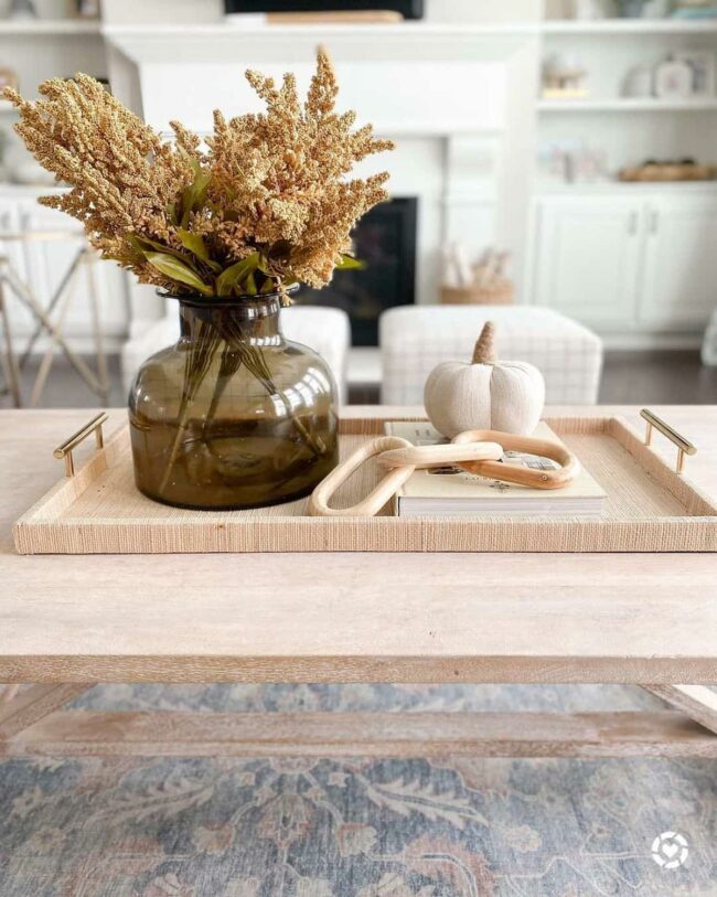 Neutral Autumn Arrangement on Wooden Surface