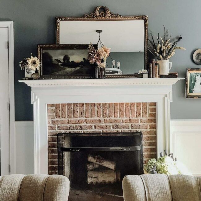 Red Brick Fireplace Anchors Intimate Space