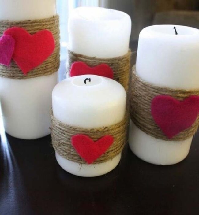 Burlap Hearts Embrace Candlelight Romance