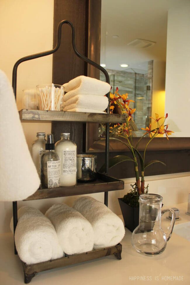 Metallic Glass Tiered Bathroom Organizer