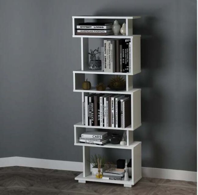 White Corner Bookshelf Maximizes Space