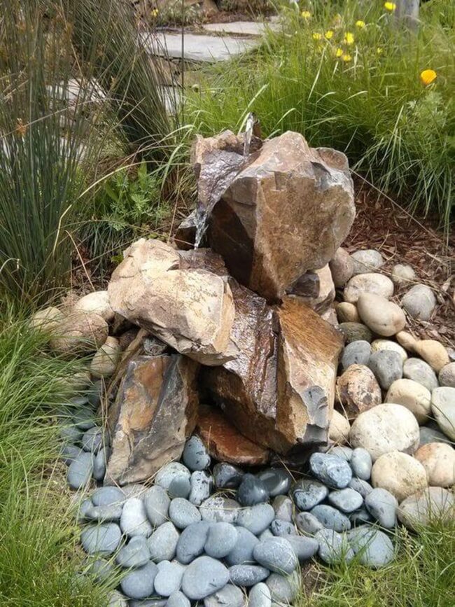 Cascading Stone Waterfall Garden Sanctuary