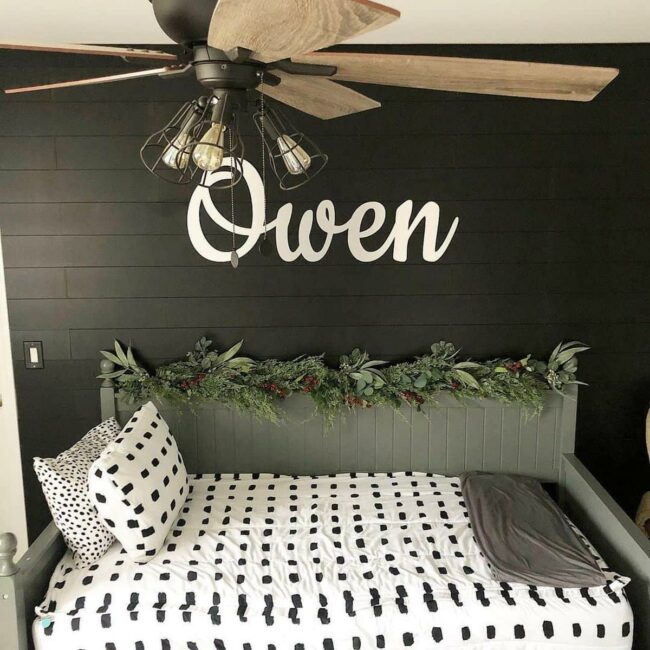 Black Shiplap Wall Defines Modern Boy's Room