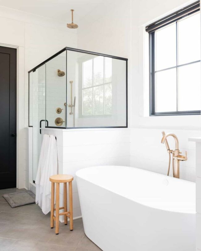 Brass and Shiplap Bathroom Harmony