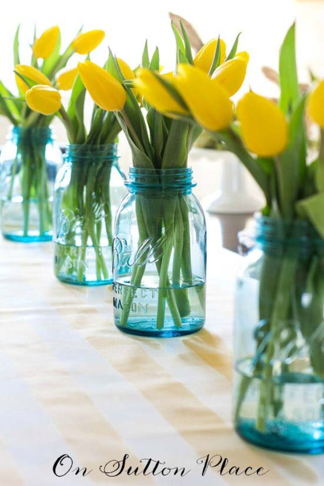 White Lilies Dancing in Mason Jars