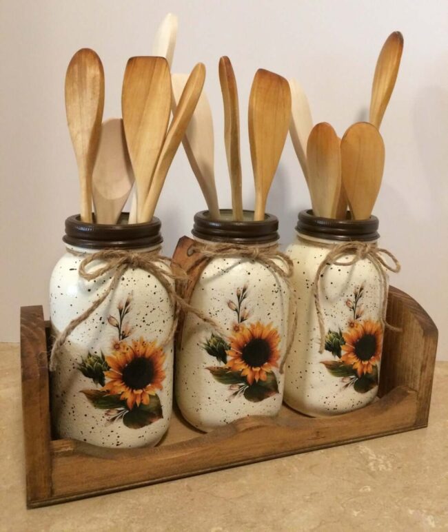 Sunflower Vintage Mason Jar Decor