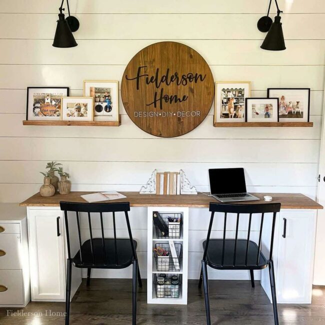 Natural Wood Workspace Twin Desks Harmony