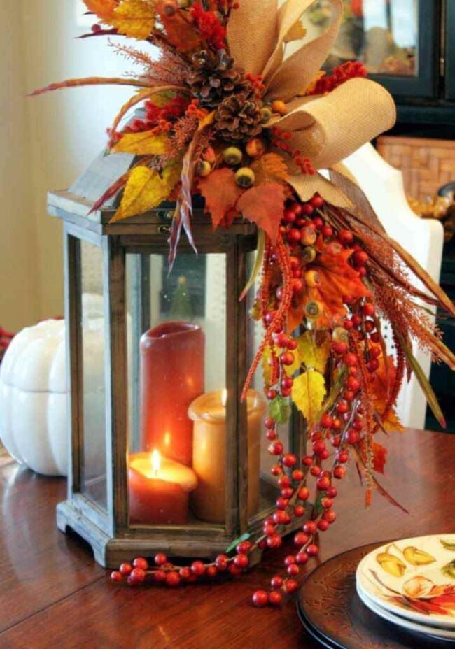 Rustic Autumn Lantern Centerpiece