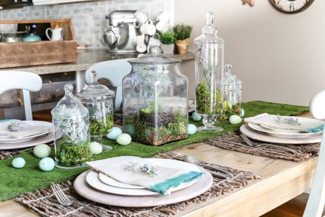 Spring Nest Eggs in Vintage Jars