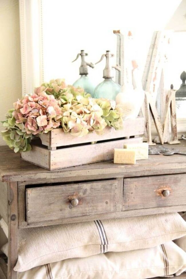Rustic Crate Floral Vanity Organizer