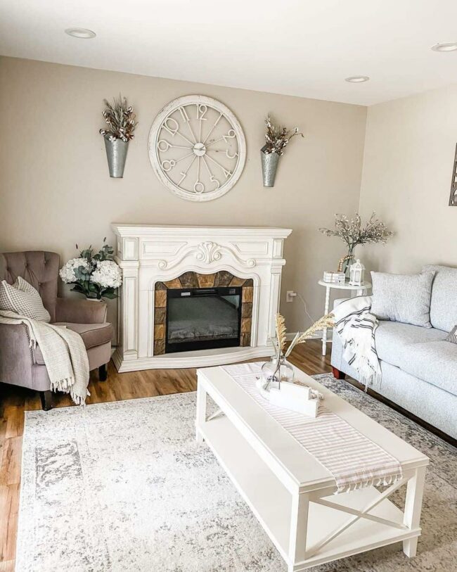 Plush Purple Chair Dominates Neutral Sanctuary