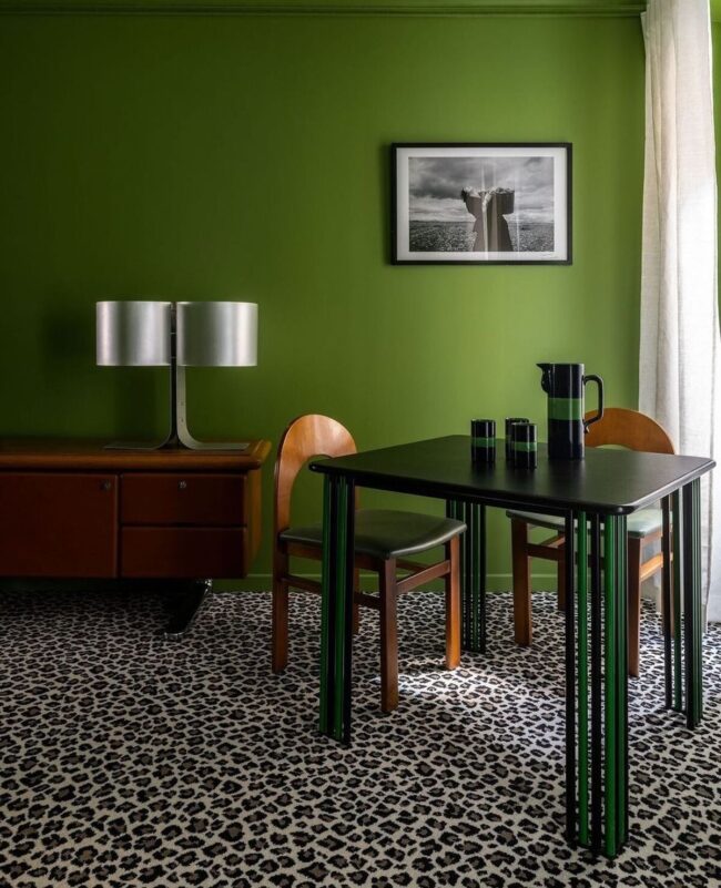Deep Green Geometric Floor Harmony