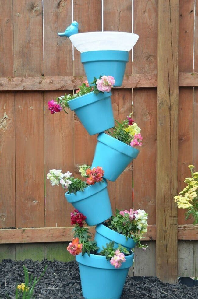 Blooming Birdbath Flower Tower