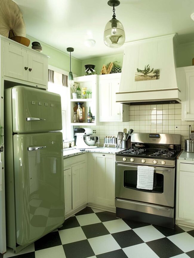 Sage Green Nostalgia Meets Modern Kitchen