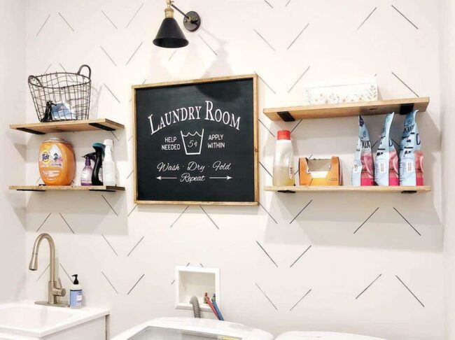 Chalkboard Charm Meets Wood Shelves