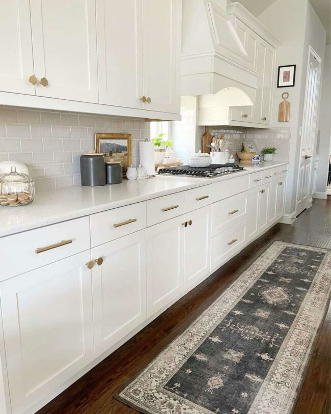 White Cabinets Brass Accent Kitchen Harmony