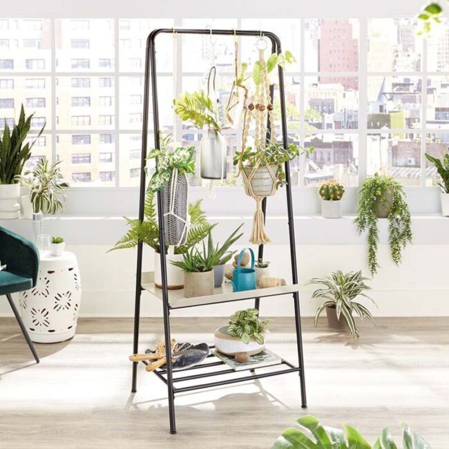 Vertical Green Metallic Botanical Shelves