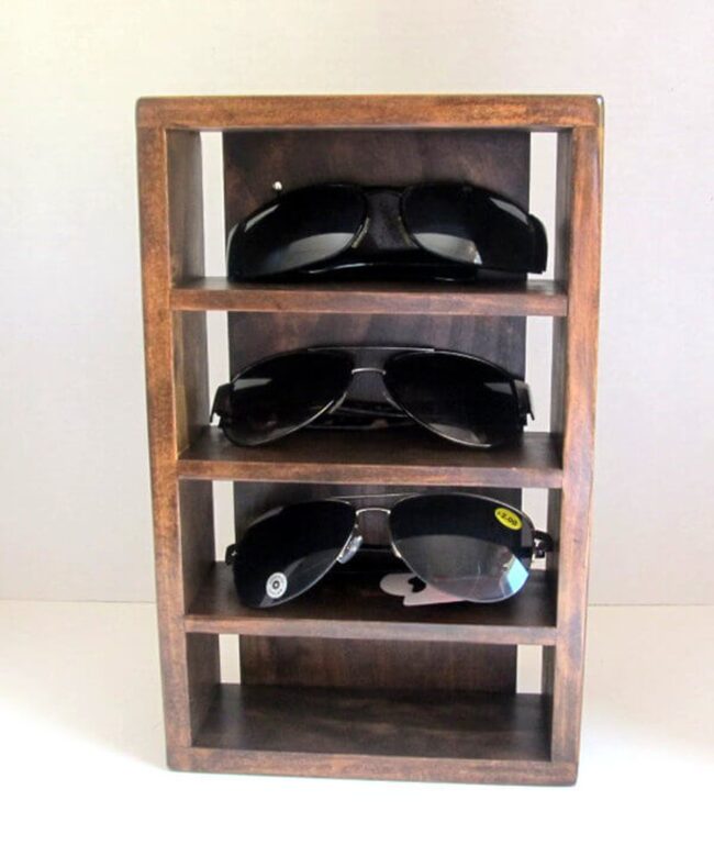 Weathered Wood Sunglasses Wall Display