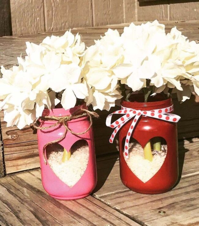 Soft White Hearts in Glass