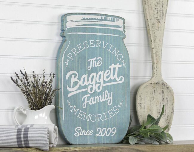 Seafoam Mason Jar Heritage Sign